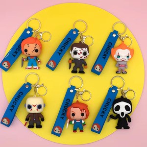 2026 Trending New Fashion Cartoon Wholesale Custom Horror Keychain 3D Rubber Keychains Key Ring Accessories Stock In Bulk