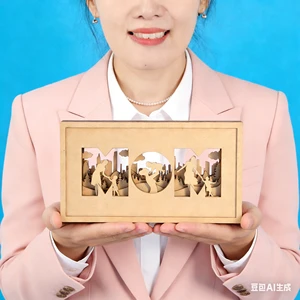Mothers Day Gifts Multilayer Standing Mom and Kid Shadow Box DIY Happy Mother's Day Gift for Mom Mum