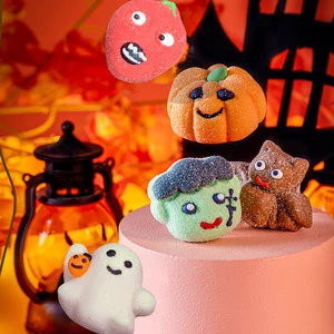 Halloween Children's Assorted Marshmallow Candies Pumpkin Lantern Green Ghost Shapes 10g/pc 500pcs/box Bulk Coated