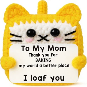 TKGIFTHOT Sentimental Crochet Cat I Love You Card Unique Birthday & Mother's Day Gift for Mom & Daughter/Son