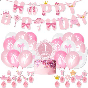 DAMAI Kids Birthday Theme Party Decoration Set with Paper Balloons and Cake Topper Sets