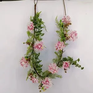 Wedding Home Decor Artificial Flower Dahlias Garland for Garden Fence for Wedding Home Decoration