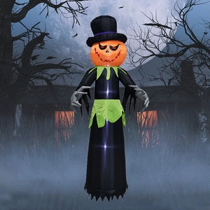 Cross-border Halloween Witch Inflatable Model Pumpkin Party Colorful Lights Horror Outdoor Yard Decoration Festival Ornaments