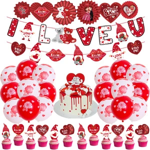 Valentine's Day Set Gnome Decoration Flower Fan Spiral Charm Valentine's Day Gift Party Supplies
