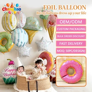 Cartoon Donut Ice Cream Popcorn Foil Balloons Dessert Shaped Balloons For Kids Birthday Party Dessert Photo Decoration
