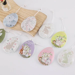 Cross-border New Happy Easter Party Atmosphere Decoration Iron Crafts Hanging Pendant Cute Rabbit Colorful Egg