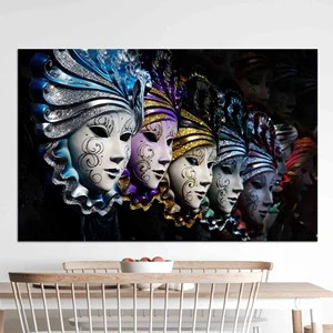 Modern Printed Canvas: Elegant Venetian Carnival Masks Wall Art,WRAPPED CANVAS