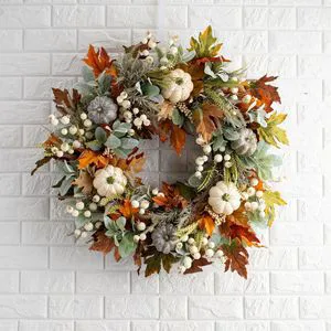 Exquisite Workmanship Thanksgiving Maple Leaf Frost Leaf Artificial Flower Wreath Door Decoration Wreath