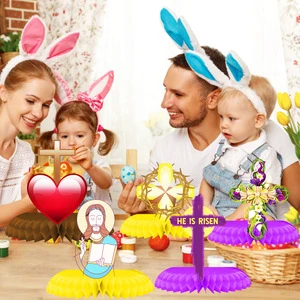Easter He Is Rising Desktop Honeycomb Ornament Resurrection Theme Party Tableware & Decorations Honeycomb Ball Decorative Props
