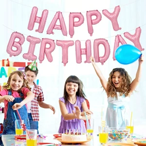 Gold Reusable Aluminum Balloons Party Supplies Decorations for Girls Boys Kids & Adults 16 Inch Happy Birthday Foil Balloon