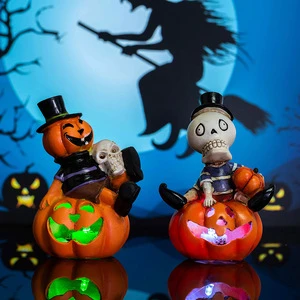 Halloween Creative Luminous Skeleton Decoration Colorful Sparkling Pumpkin Lantern Ghost Festival Party Decoration Props