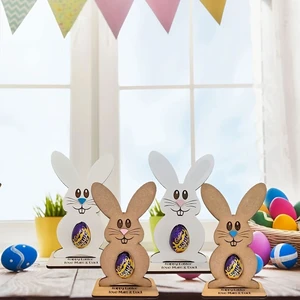 New Easter Bunny Logo Wooden Craft Decoration Props Chocolate Egg Holder Children's Gift