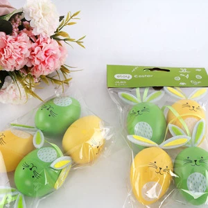 Cute Modern Yellow Green Plastic Silk Screen Printed Easter Bunny Shape Egg Decorations 12*21*4.5cm for Easter Festivals