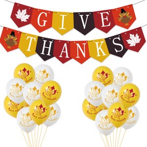 Thanksgiving Party Balloon Decoration Favor Party Supplies Turkey Maple Leaf Latex Balloons Set GIVE THANKS Banner Balloon X4131