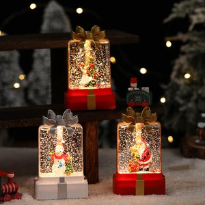 Christmas New Product Santa Claus Driving Train Wind Lights Small Oil Lanterns Water Balls Christmas Gifts Desktop Decoration