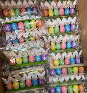 2026 Easter Cloth Decorative Eggs With Rabbit Ears Customized Color & Uv Printing Tabletop Ornament Holiday Home Decor Gift