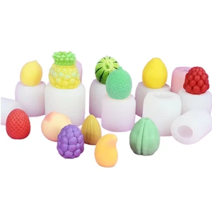 Mini Fruit 3D Silicone Mold Cake Decoration Ice Cream Chocolate Candles Soft Candy Pastry Mango Lemon Fruit Blind Box