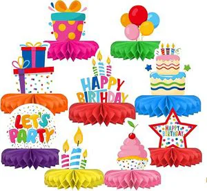 Happy Birthday Valentine's Day Decorations Set Colorful Themed Honeycomb Centerpiece Table Decoration for Adult Birthday Party