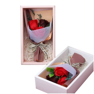Practical Birthday Gift Set for Women's Day 3 Roses Soap Bouquet in an Advanced Creative Hand Gift Box for Mother's Day Gift