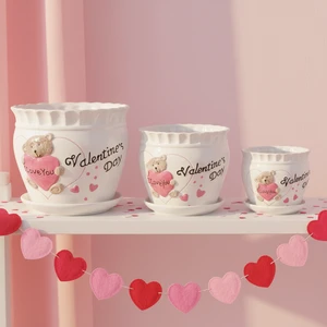 Gift for Valentine's Day I Love You Cute Bear High Quality Ceramic Flower Pot Desktop Decoration