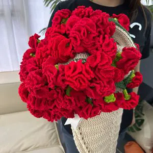 2026 New Crocheted Blanket Lily Valley Sunflower Bouquet Blanket Handmade Rose Carnation Blanket Mother's Day Gift