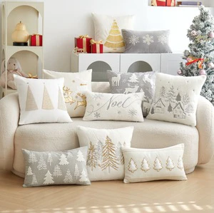 New Design 45x45cm Christmas Trees Fabric Painting Designs Cushion Covers Decoration Christmas Throw Pillow Covers