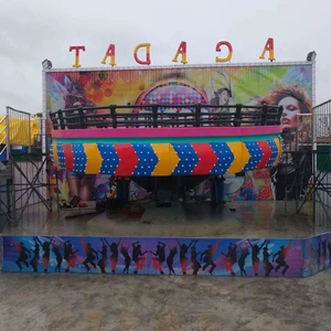 Amusement Park Carnival Features Thrilling Spinning Disco TAGADA Wheel with Dazzling Lights and Music