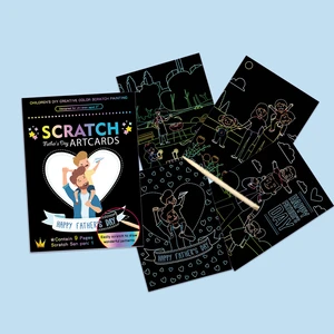 DIY Father's Day Scratch Art Paper Kit-9 Cards & Scratch Pen Creative Gift for Kids & Adults Educational Family Activity Toy
