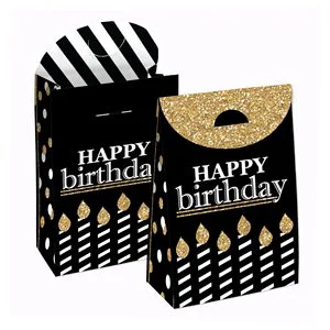 Adult Happy Birthday - Gold - Birthday Gift Favor Bag - Party Goodie Bag Party Favor Birthday Supplies