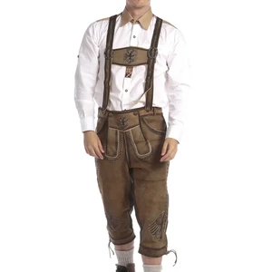 Men Costume Clothing Adults Oktoberfest German Bavarian Shorts Outfit Overalls Shirt Hat Suspenders Shorts Set Halloween