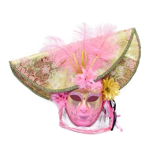 Carnival Brazilian Performance Party Festival Beautiful Woman Mask Feathers Side Fan Venetian Princess Costume Mask
