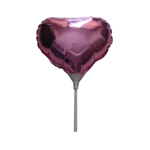 OEM Single 10 Inch Heart Shape Foil Balloon with 20cm Cup Stick for Children's Birthday Party Decoration