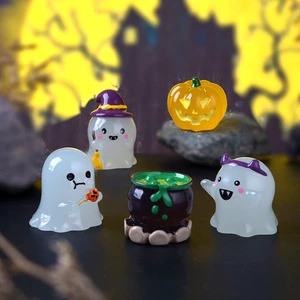 Resin Crafts Demon Witch Broom Ghost Pumpkin House Hat Halloween Gift Personalized Ornaments Figurines Blind Bag