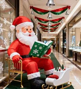 Large Durable Waterproof Santa Claus Inflatable Model 8-10 Ft For Outdoor Christmas Decorations And Winter Wonderland Display
