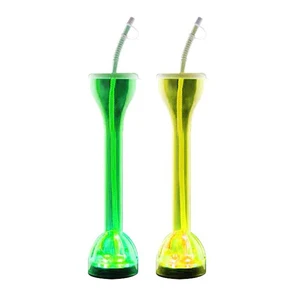 Party Products LED Flashing Cup Light up Beer Yard Glass With Straw