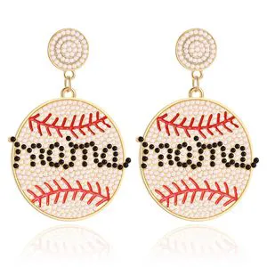 New Fashion Mother's Day Gift Jewelry Boho Mama Beaded Baseball Earrings 2024 Mothers Day Gift for Mom