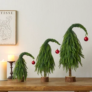Best Selling Christmas Products Decorative Items Mini Bottle Decoration Artificial Nordic Crooked Neck Christmas Tree