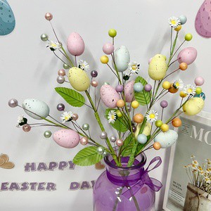 Factory Wholesale Artificial Easter Egg Bouquet Easter Eggs Branch Decorations Spring Artificial Easter Egg Picks Decor