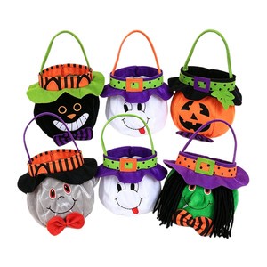 Halloween Funny Plush Trick-or-Treat Bag Kids Handheld Pumpkin Candy Bucket Party Decor Props Storage Basket Aseptic