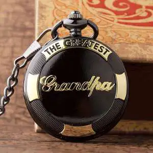 Father's Day Retro Watch Gifts the Greatest Dad Pendant Quartz Pocket Watch Roman Numerals Dial Antique Clock