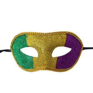 European and American Venice Ball Half-Masked Makeup Golden Green and Purple Painted Powdered Carnival Party