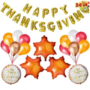 31pcs Thanksgiving Party Decoration Set Happy Thanksgiving Foil Hanging Banner Fall Holiday Decor Party Supplies
