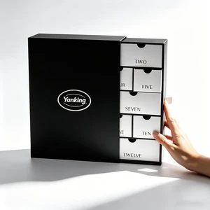 Customized Drawer 12 Days Christmas Advent Calendar Rigid Gift Box Recycled Materials With Stamping Logo And Ribbon