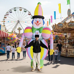 Moq 1 Pc Popular Walking Dancing Inflatable Clown Puppet Circus Show Blow up Inflatable Costumes for Parade Performance