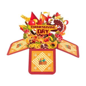 Thanksgiving Box Ornament, Creative 3D Handmade Paper Carving Harvest Thanksgiving Gift