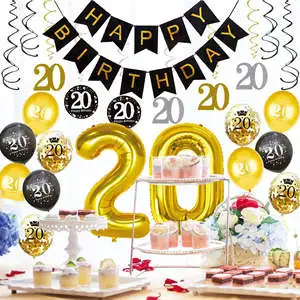 Adult Happy Birthday Party Supplies 20 Gradient Inflation Crown Foil Banner Balloons Gradient Color for Celebrations
