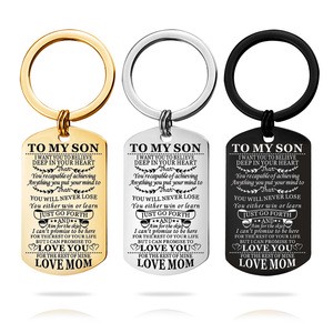 Wholesale Custom Logo Stainless Steel Keyring MY SON Father's & Mother's Day Gift LOVE MOM DAD Carabiner & Promotional Keychains