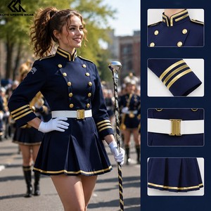 High Quality Majorette Parade Uniforms Royal Team Logo Marching Band Costumes Majorette Dance Uniform