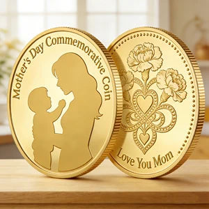 2026 Mother's Day Gold Plated Love Heart Souvenir Gift for Mom Best Mother Festival Present Commemorative Coin