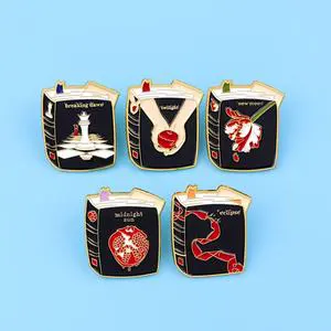 Creative Punk Book Horror Cute Cartoon Metal Badge Letter Jewelry Accessory Black Nickel Zinc Alloy Casting Graduation New Year